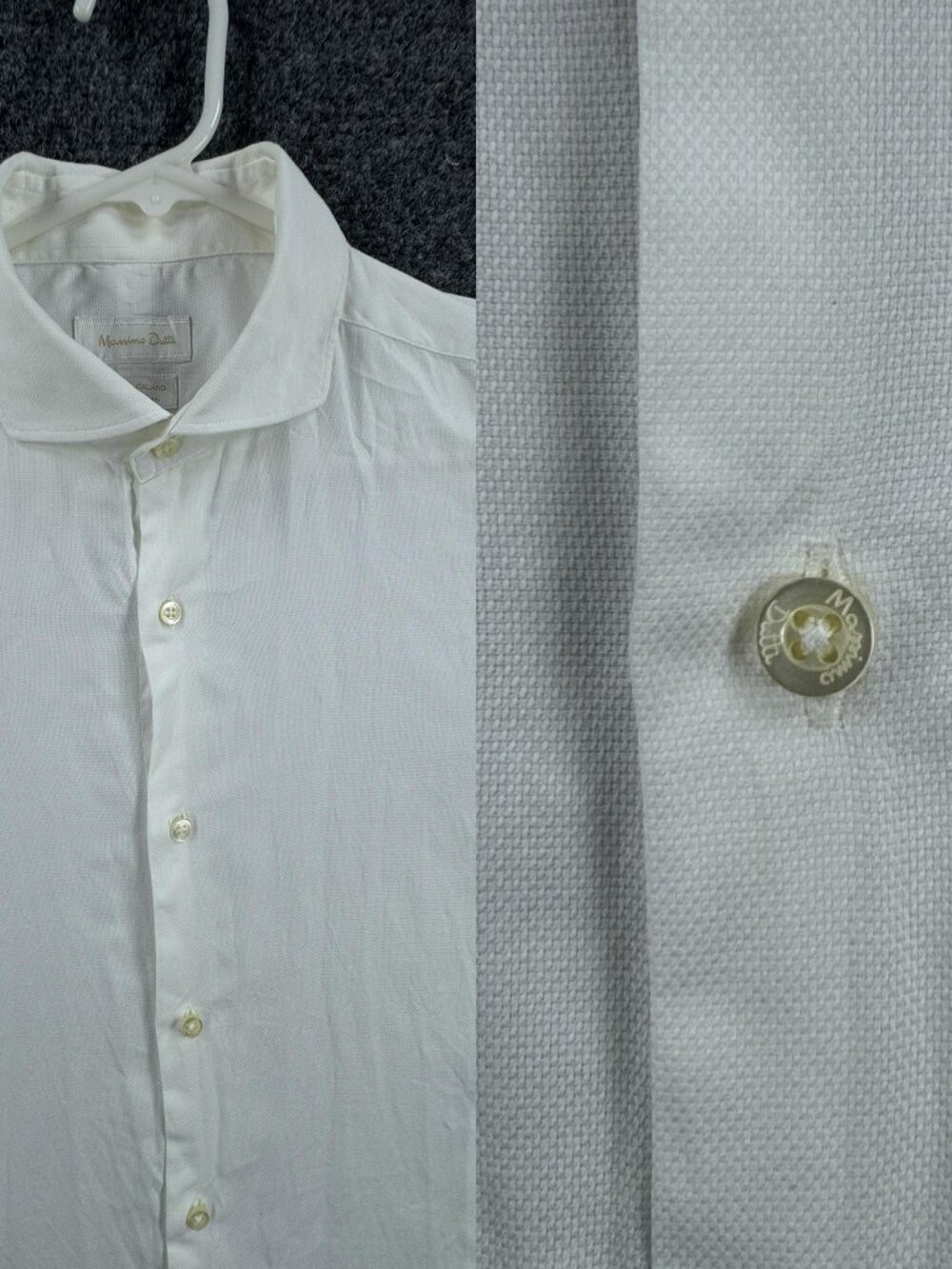 Massimo Dutti Portugal Tessuto Italiano White 17.5 Solid Button Up Shirt Men